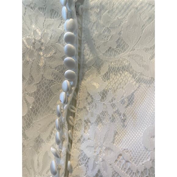 Wedding Dress1950s style Neck  Detachable Train Satin French Lace Sz10 #32 New - Picture 8 of 14